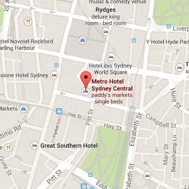 Metro Hotel Sydney Central in Google Maps
