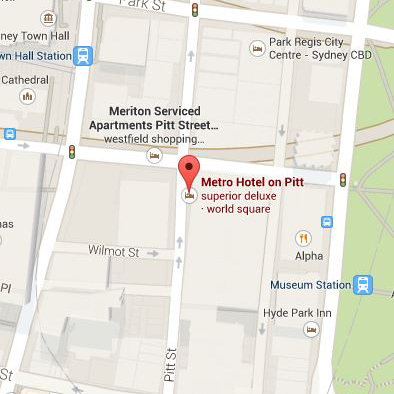Metro Hotel on Pitt in Google Maps